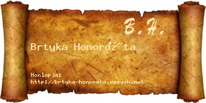 Brtyka Honoráta névjegykártya